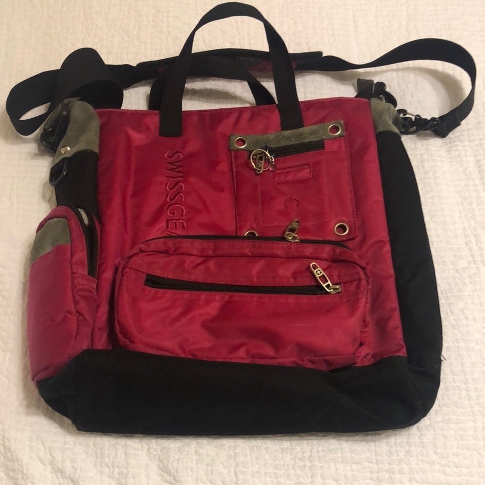 SwissGear Pink and Black Tote Bag with Multiple Pockets